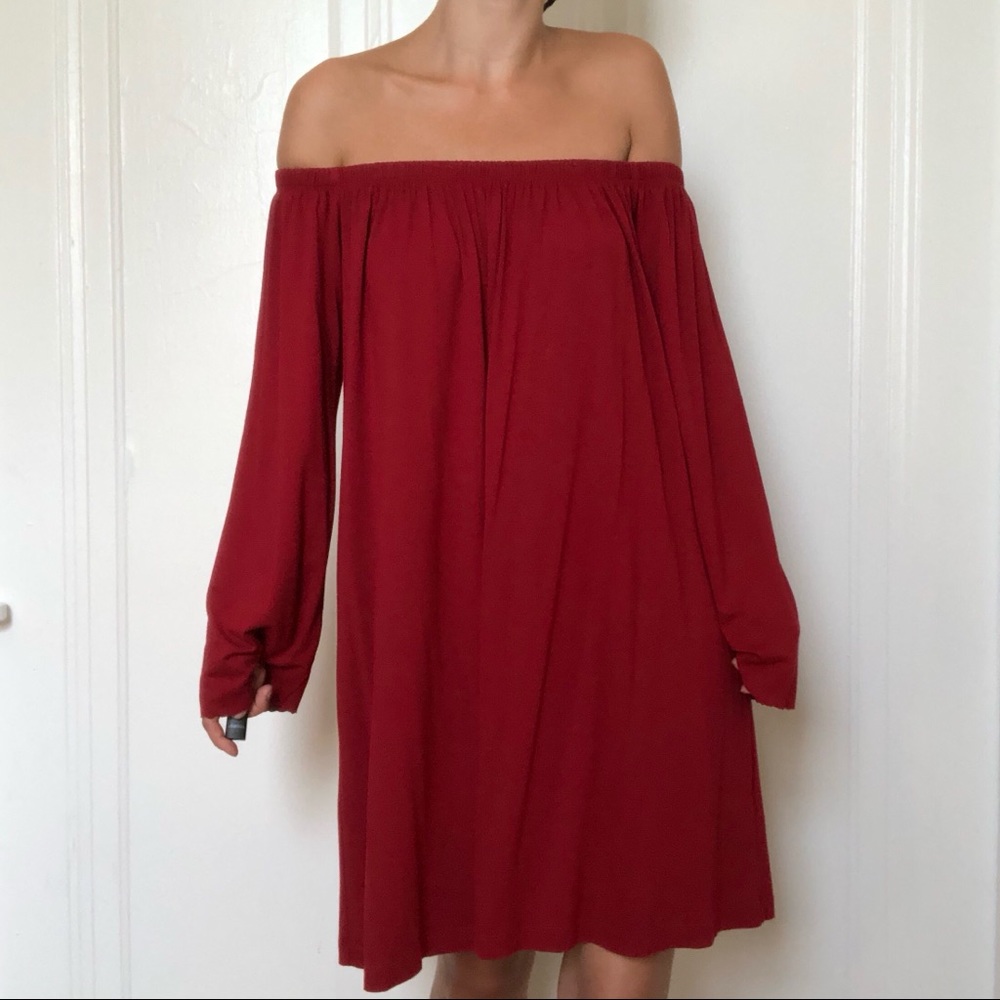 ASOS Red Off The Shoulder Dress